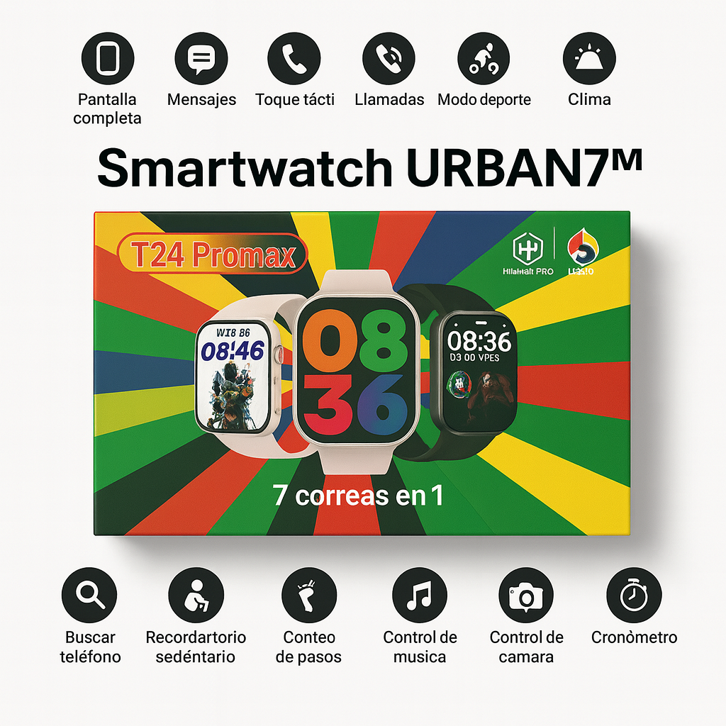 Smartwatch Urban7™ - Regalo Perfecto para Mujeres y Hombres.