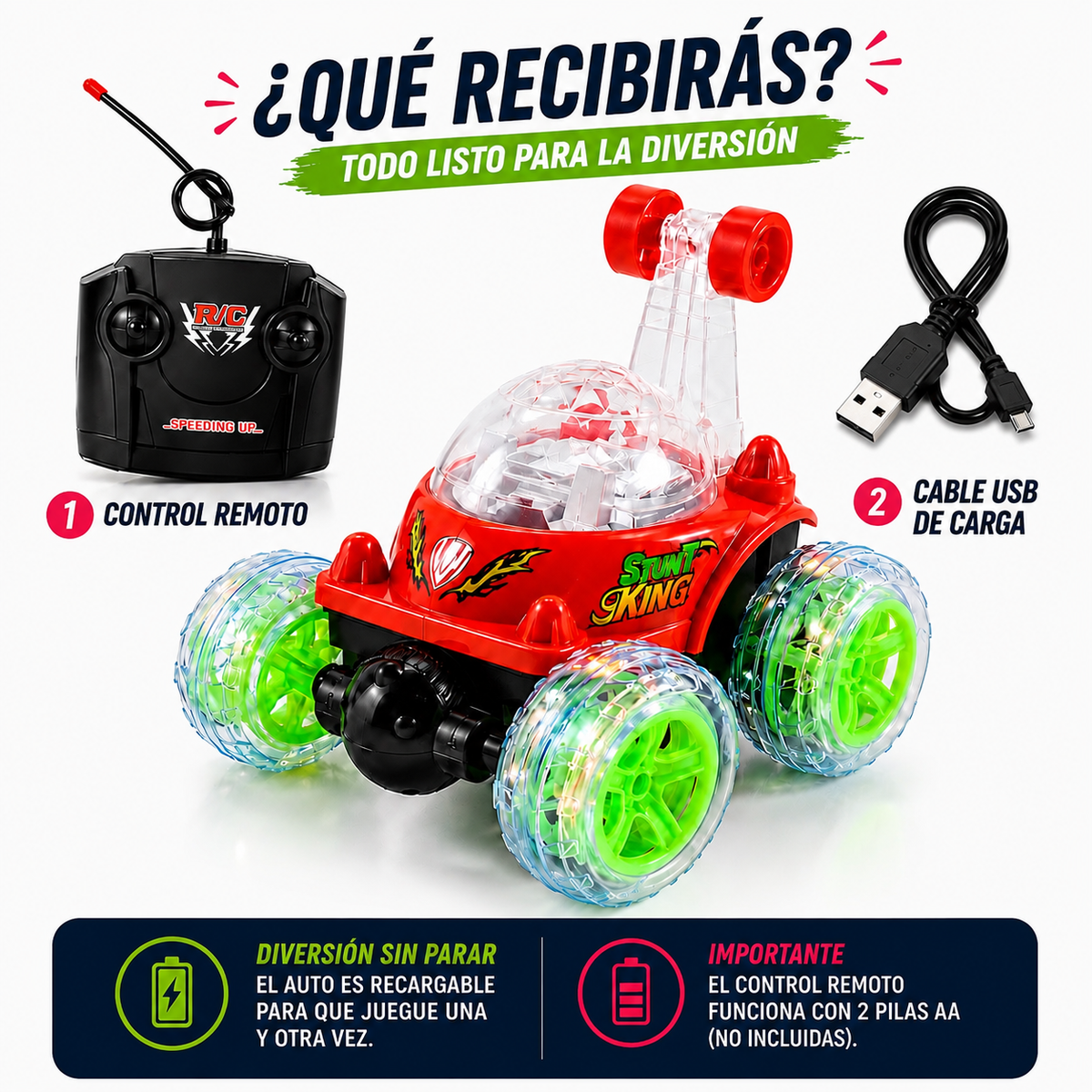 CrazyCar360 - Gira, salta y hace acrobacias.